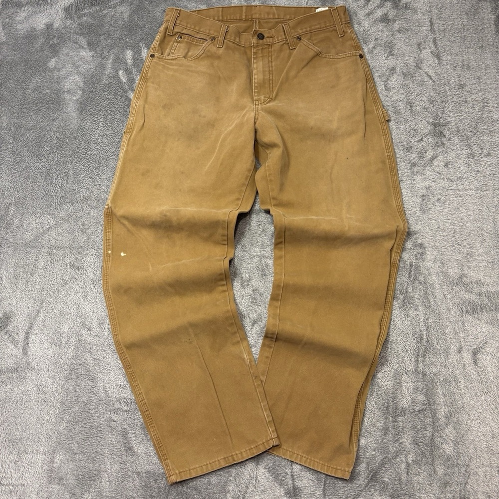 Dickies Carpenter Work Pants Mens 33x32‎ Brown Duck Canvas Utility Workwear